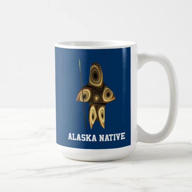 Fractal Inuit Hunter - Alaska Native Coffee Mug (Right)