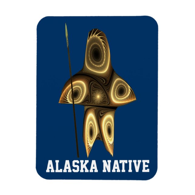 Fractal Inuit Hunter - Alaska Native Magnet (Vertical)