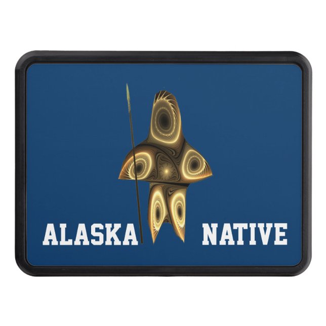 Fractal Inuit Hunter - Alaska Native Trailer Hitch Cover (Front)