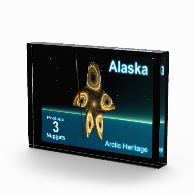 Fractal Inuit Hunter - Alaska Postage Photo Block (Right)