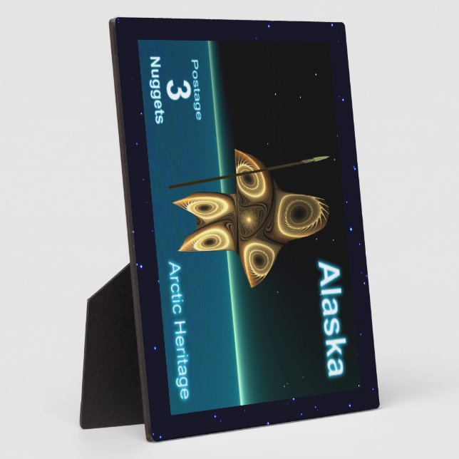 Fractal Inuit Hunter - Alaska Postage Plaque (Side)