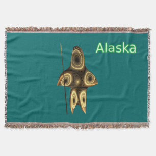 Fractal Inuit Hunter - Alaska Throw Blanket