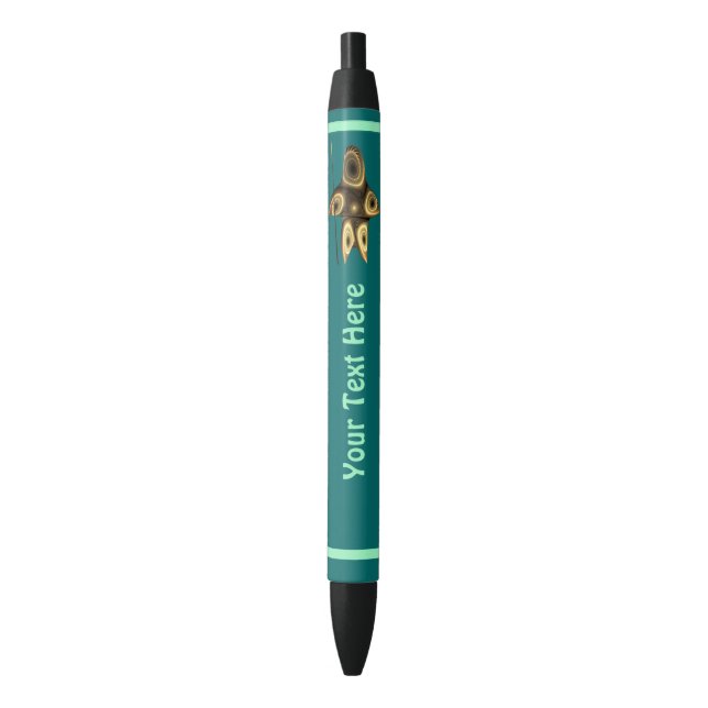 Fractal Inuit Hunter Black Ink Pen (Front Vertical)