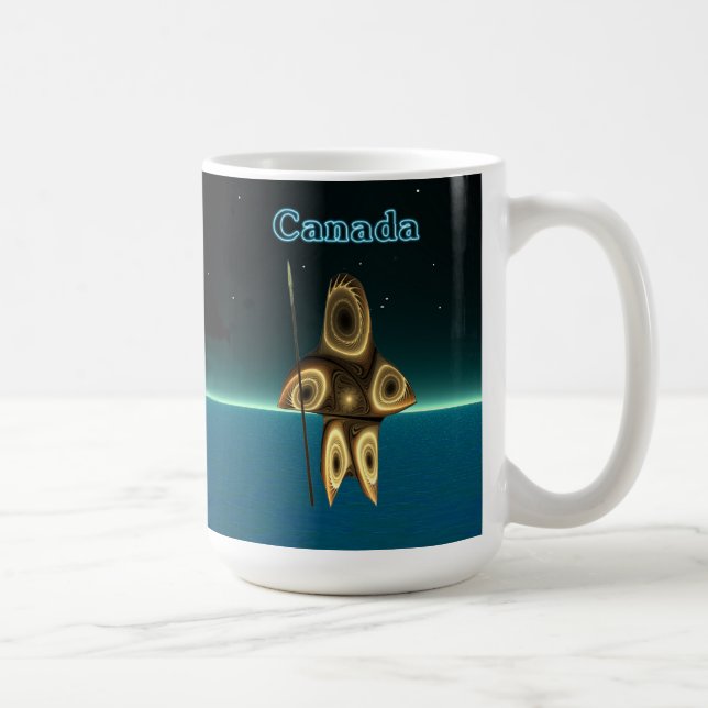 Fractal Inuit Hunter - Canada Coffee Mug (Right)