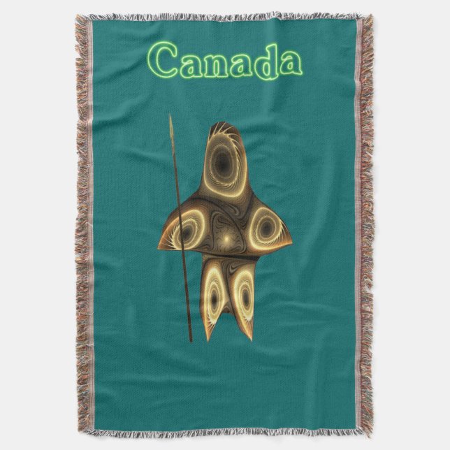 Fractal Inuit Hunter - Canada Throw Blanket (Front Vertical)