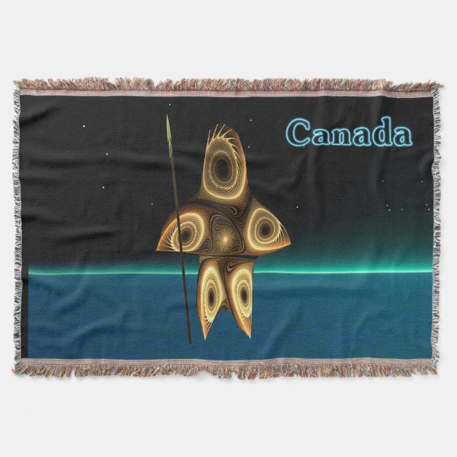Fractal Inuit Hunter - Canada Throw Blanket (Front)