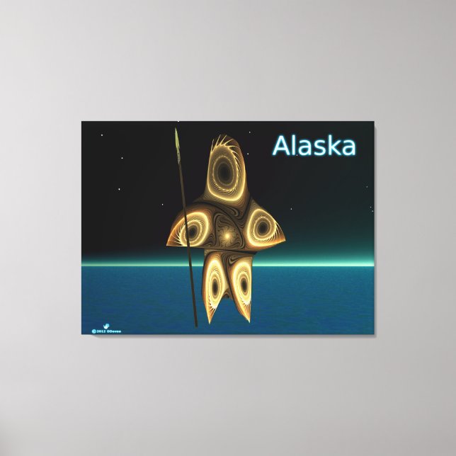 Fractal Inuit Hunter Canvas Print (Front)