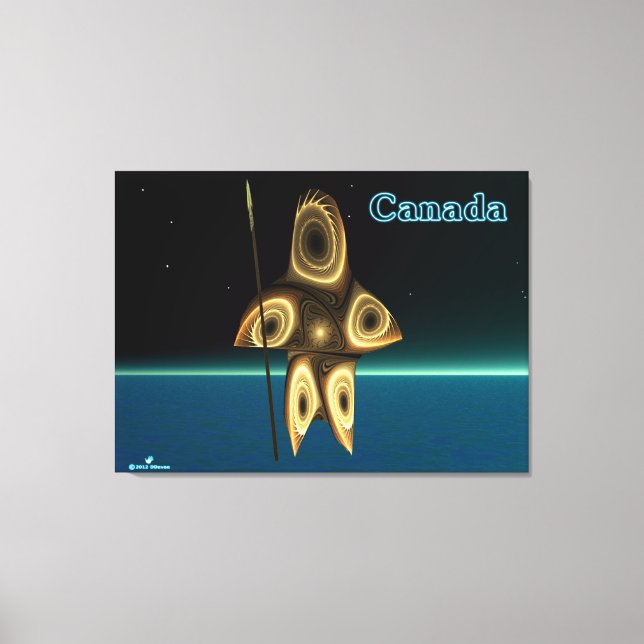 Fractal Inuit Hunter Canvas Print (Front)