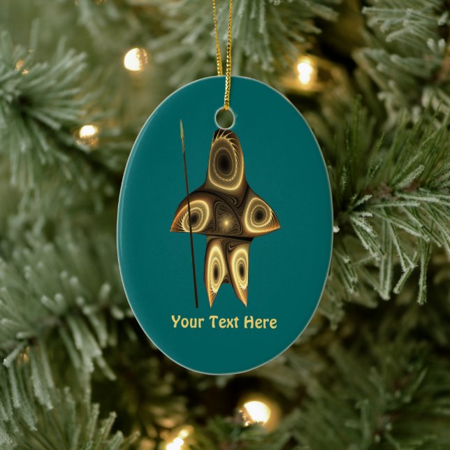 Fractal Inuit Hunter Ceramic Ornament (Tree)