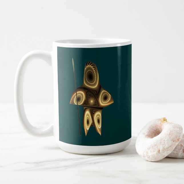 Fractal Inuit Hunter Coffee Mug (With Donut)