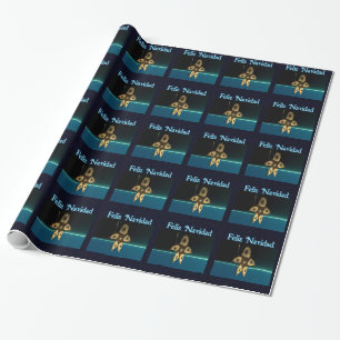 Fractal Inuit Hunter - Feliz Navidad Wrapping Paper