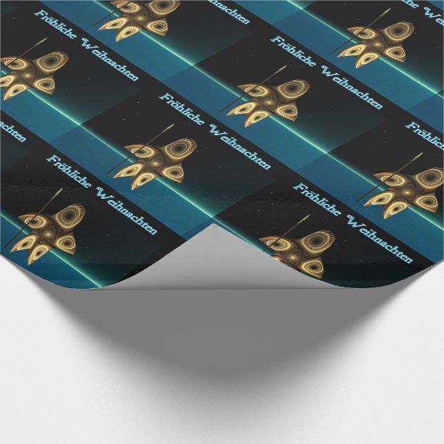Fractal Inuit Hunter - Frohliche Weihnachten Wrapping Paper (Corner)