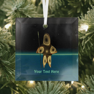 Fractal Inuit Hunter Glass Ornament