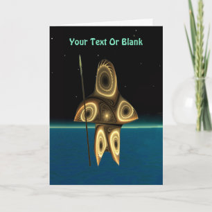 Fractal Inuit Hunter Holiday Card