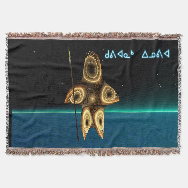 Fractal Inuit Hunter - Kuvianak Innovia Throw Blanket (Front)