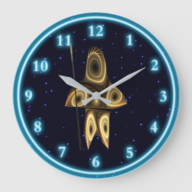 Fractal Inuit Hunter Large Clock (Front)