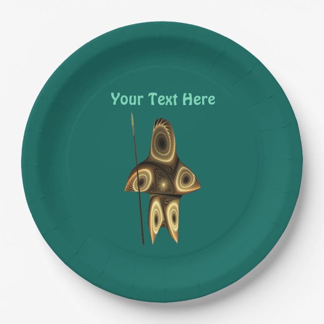Fractal Inuit Hunter Paper Plate (Front)