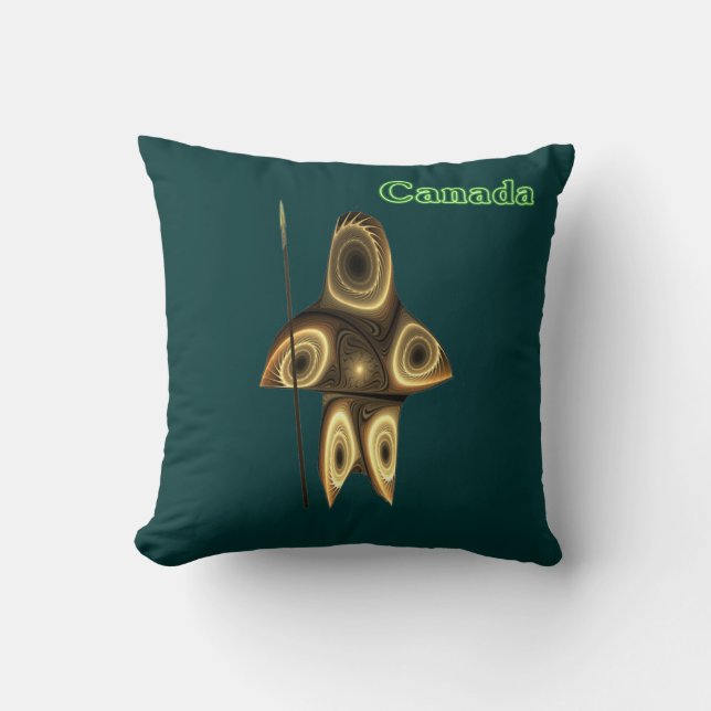 Fractal Inuit Hunter Throw Pillow (Front)