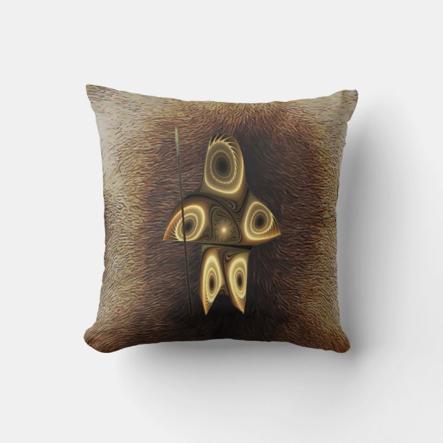 Fractal Inuit Hunter Throw Pillow (Front)