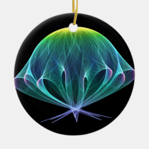 Fractal Jellyfish Ceramic Ornament