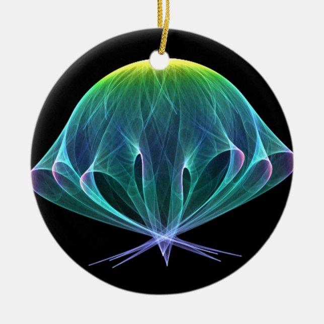 Fractal Jellyfish Ceramic Ornament (Front)