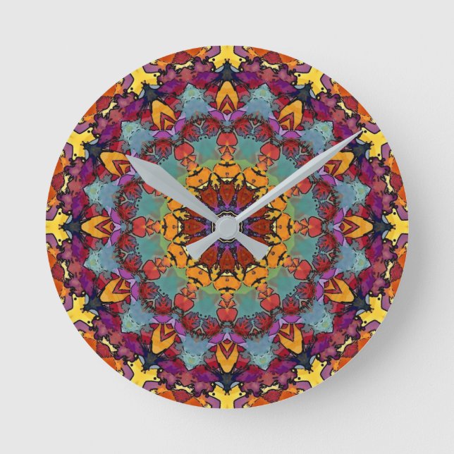 Fractal Kaleidoscope Mandala Pattern-64351 Round Clock (Front)