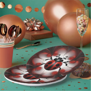 Fractal Ladybug Art Design, Paper Plate