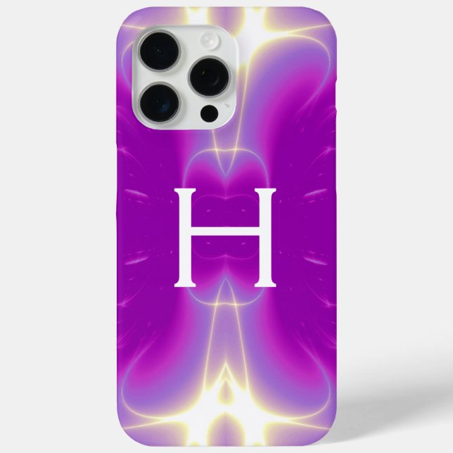 FRACTAL LIGHT WAVES MONOGRAM ,PINK PURPLE FUCHSIA Case-Mate iPhone CASE (Back)
