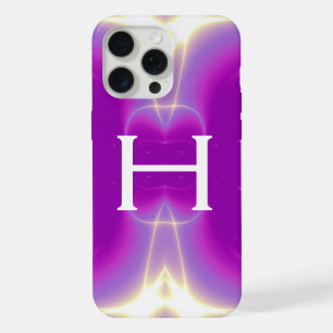 FRACTAL LIGHT WAVES MONOGRAM ,PINK PURPLE FUCHSIA iPhone 15 PRO MAX CASE