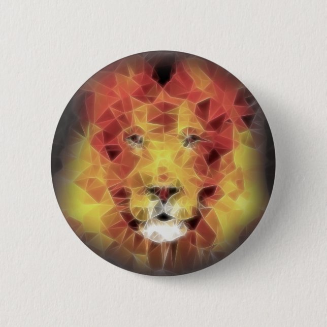 Fractal lion 2 inch round button (Front)