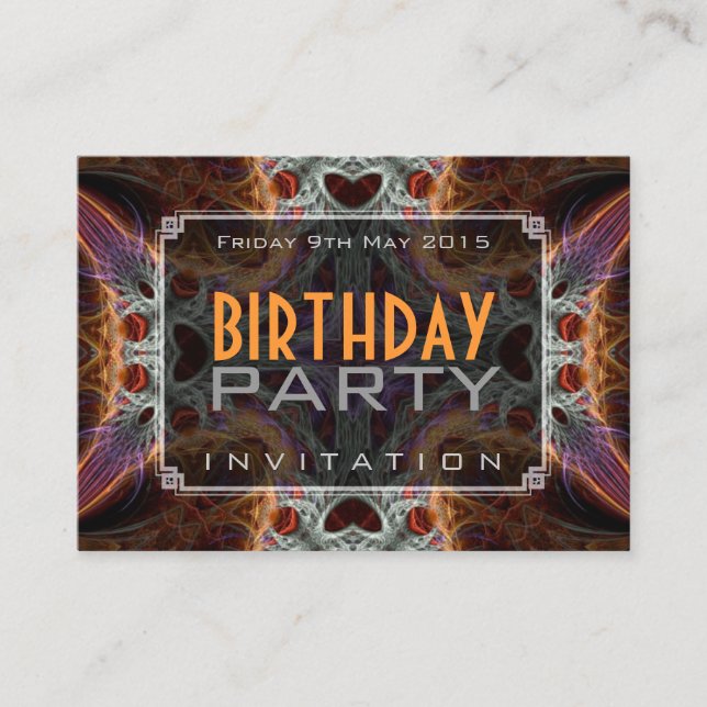 Fractal Love Hearts Birthday Mini Invitations (Front)