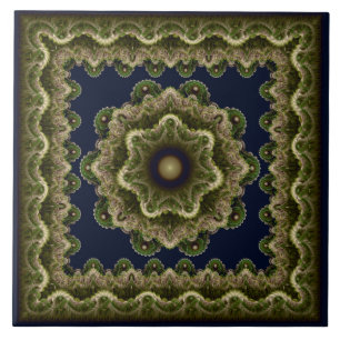 Fractal mandala fairy framed ornament tile