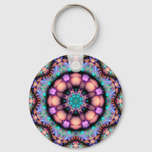 Fractal Mandala Floral Psychedelic Art Keychain