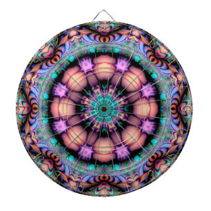 Fractal Mandala Floral Psychedelic Dartboard