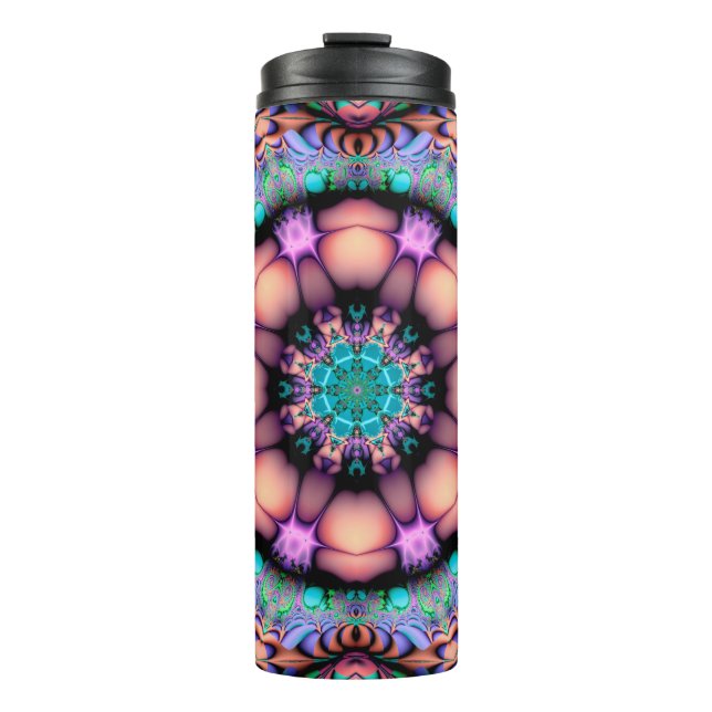 Fractal Mandala Floral Psychedelic Thermal Tumbler (Front)