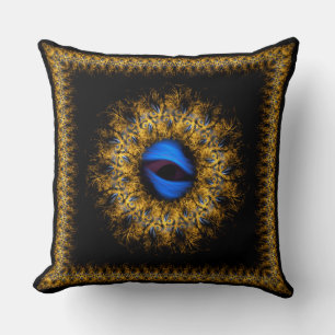 Fractal mandala king's eye throw pillow