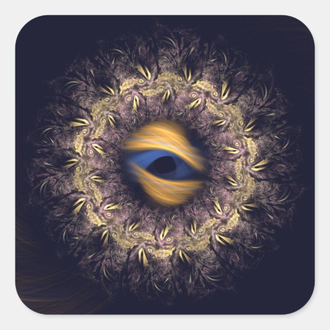 Fractal Mandala Square Sticker (Front)