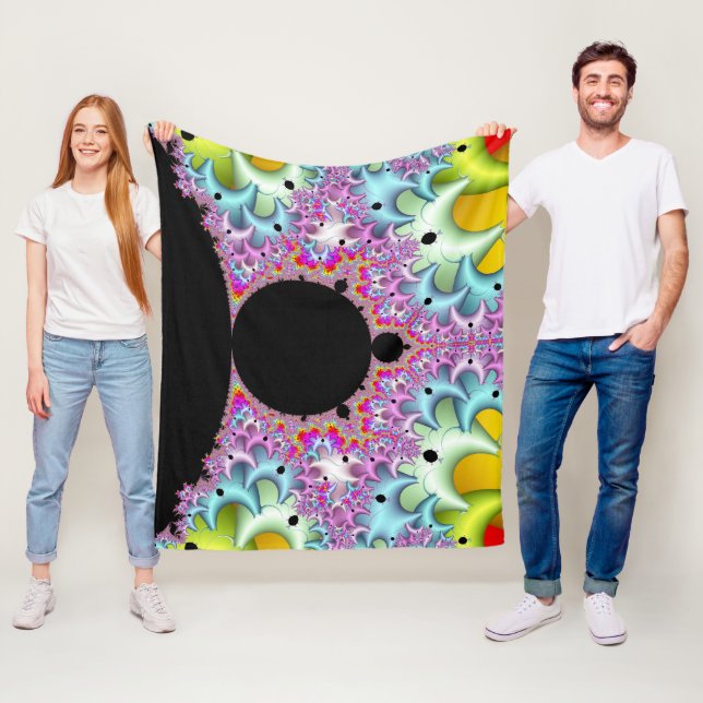 Fractal Mandelbrot Multicolor Fleece Blanket (In Situ)