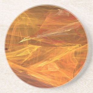 Fractal Marble Grunge Series-13--Orng Coaster 1 of
