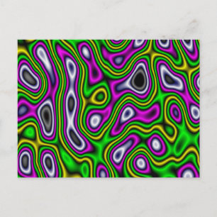 Fractal Maze Yellow Green Magenta Postcard