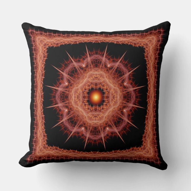 Fractal mystical prickly pattern throw pillow (Front)