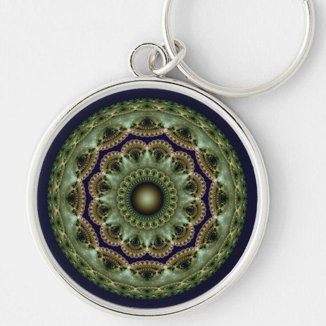 Fractal oriental glossy pattern keychain (Front)