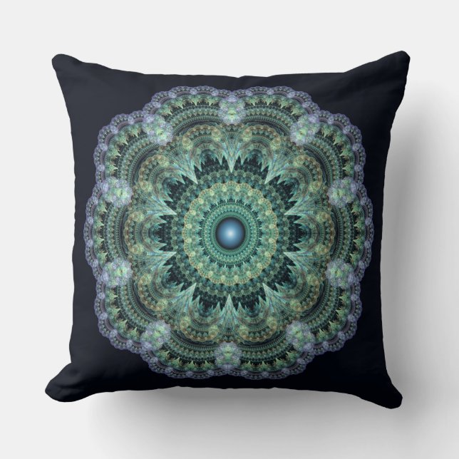 Fractal oriental pattern throw pillow (Front)
