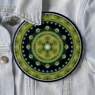 Fractal ornate mandala 6 inch round button
