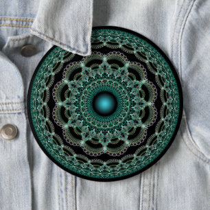 Fractal ornate star mandala pattern button