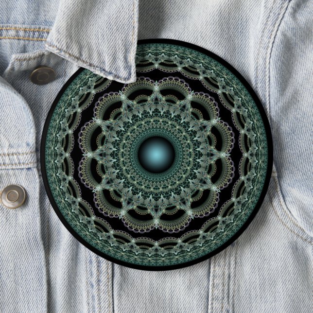 Fractal ornate star mandala pattern button (In Situ)