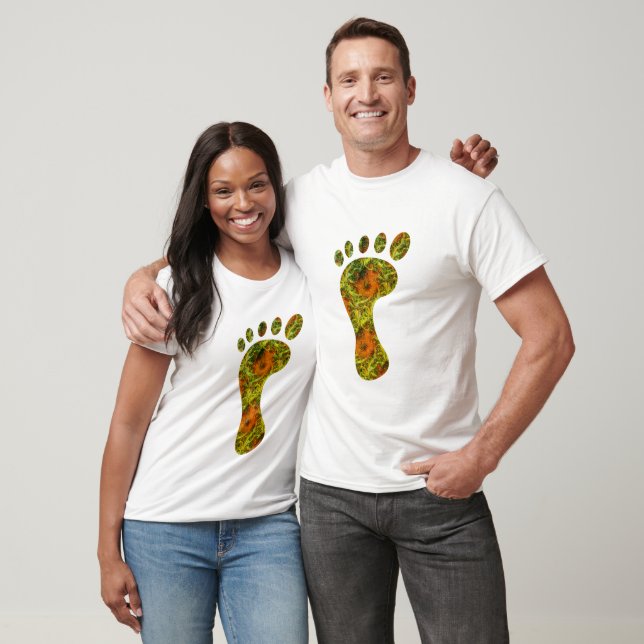Fractal Palm Leaf Bare Footprint T-Shirt (Unisex)