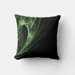 Fractal Pattern Green Black Pillow
