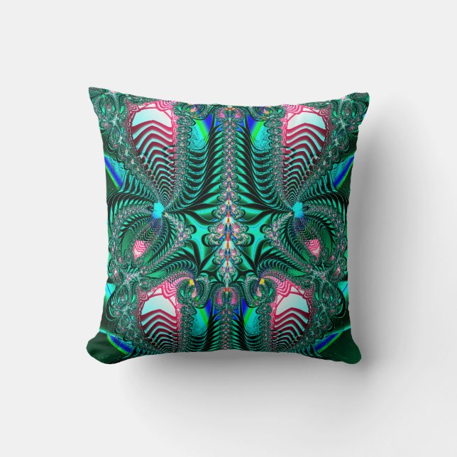 Fractal:  Peacock Feathers Pillow (Front)