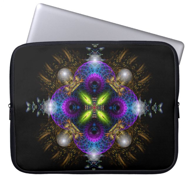 Fractal Pearls Geometric Art Notebook Laptop Sleeve (Front)